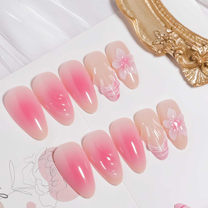 Glamorous Floral Ombre Press-On Nails Bowlift