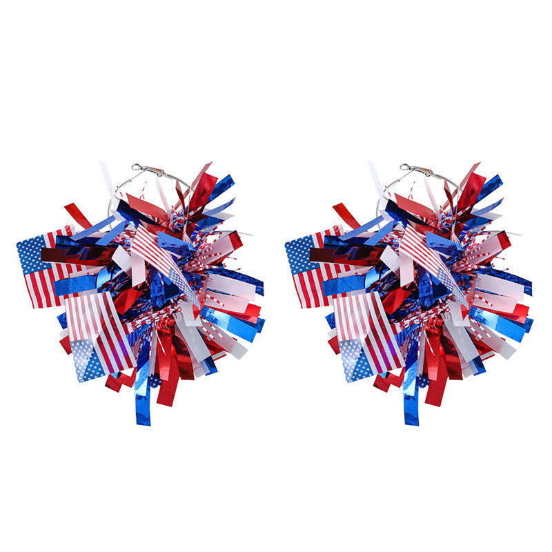 Unisex nan festive metallic tinsel pom pom hoop earrings Bowlift