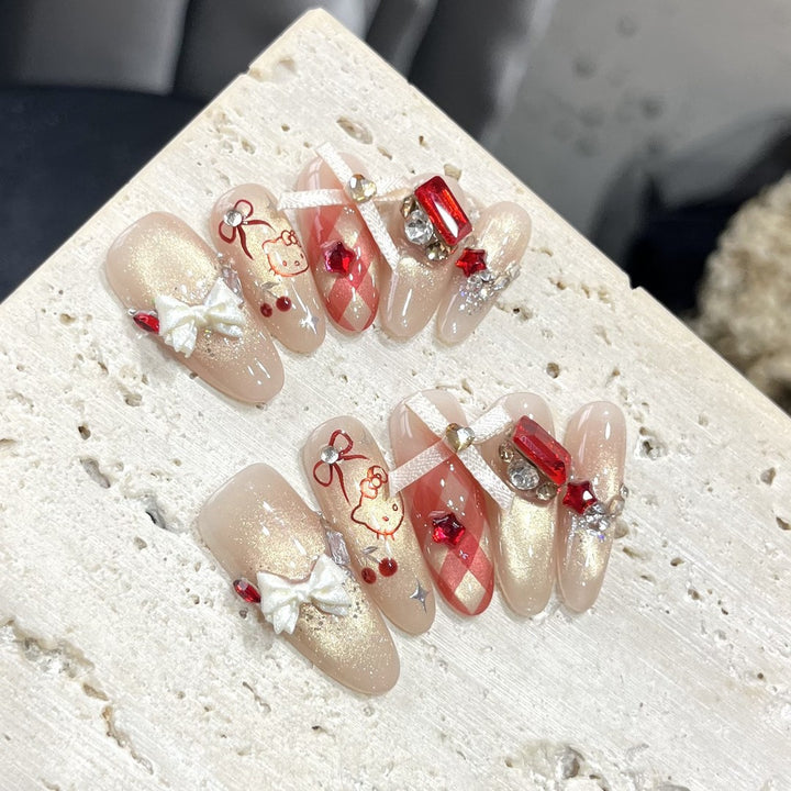Artificial Nail Set with Playful Character and Detailed Decoration Bowlift