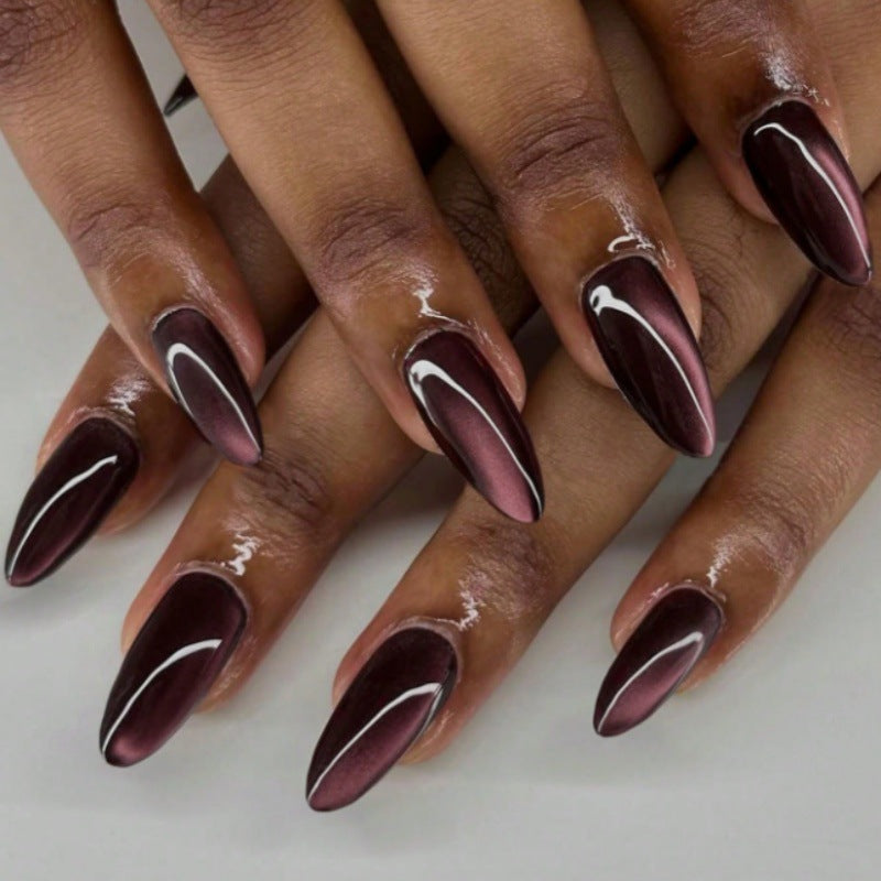 Glossy Pointed Gel Press-On Nails Bowlift