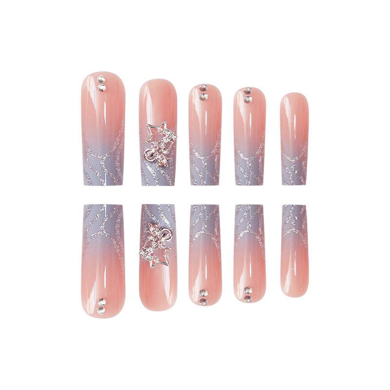 Glamorous 3D Star Pattern Press-On Nails Bowlift