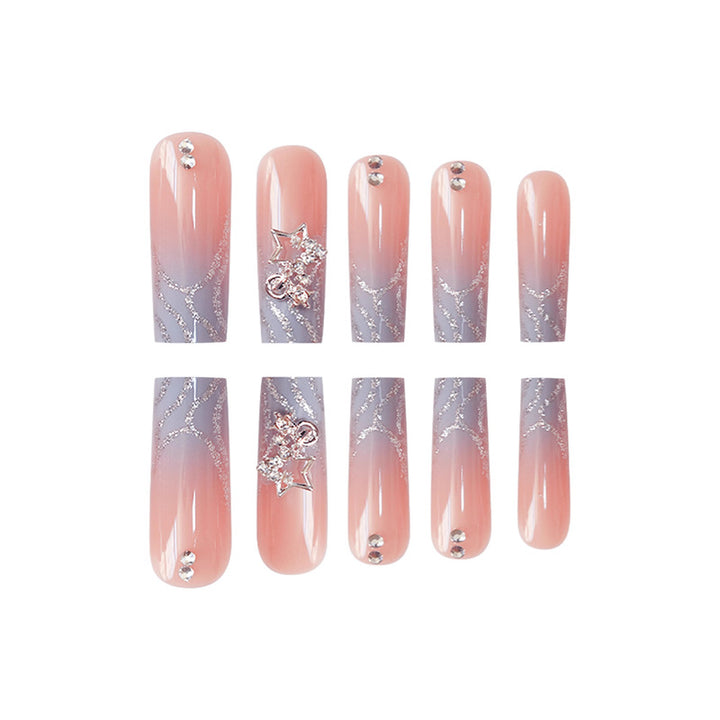 Glamorous 3D Star Pattern Press-On Nails Bowlift