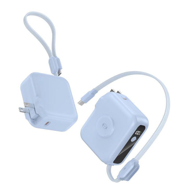 Portable Power Bank Charger with Foldable Plug and USB Type C Cable Bowlift