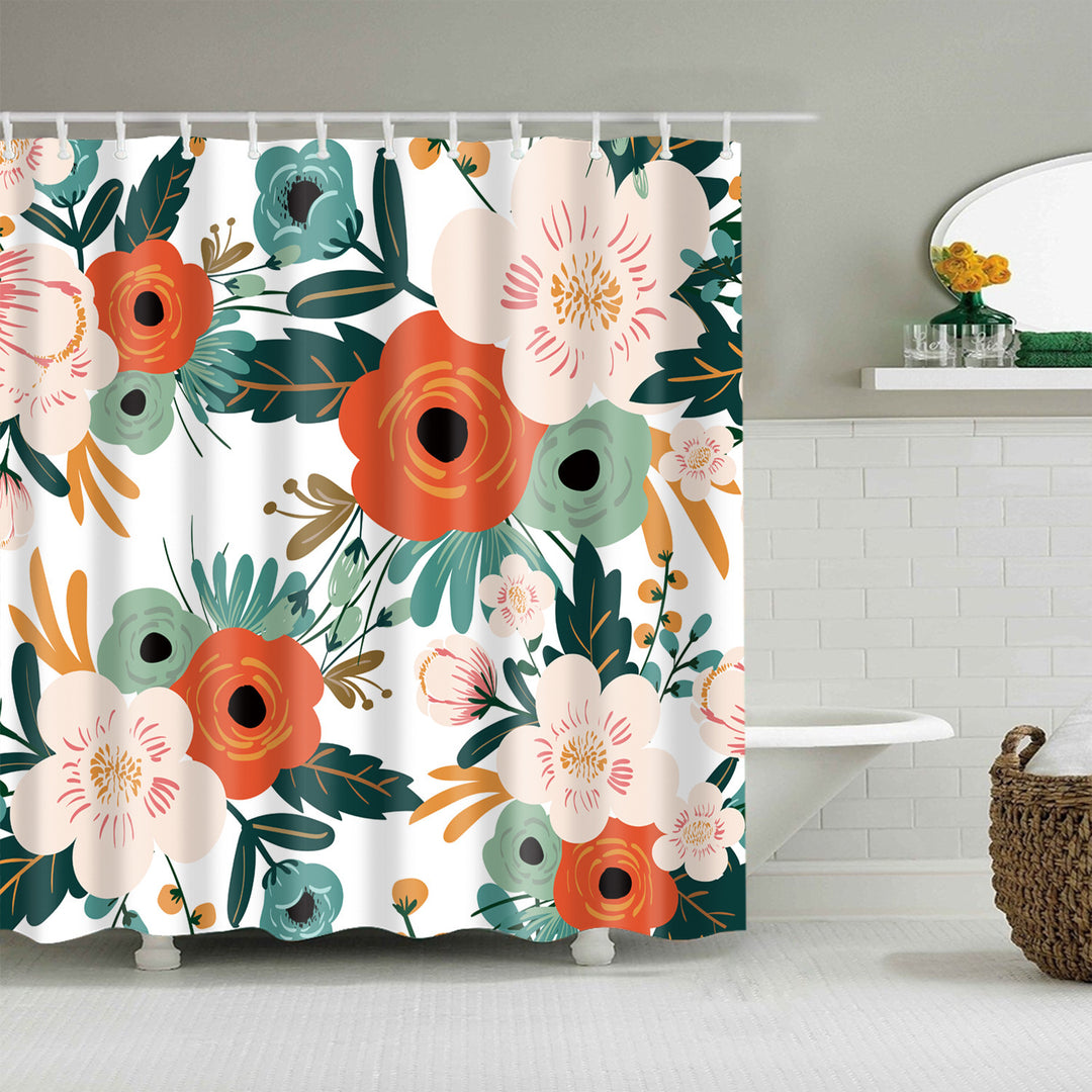 Floral Patterned Bathroom Shower Curtain Bowlift