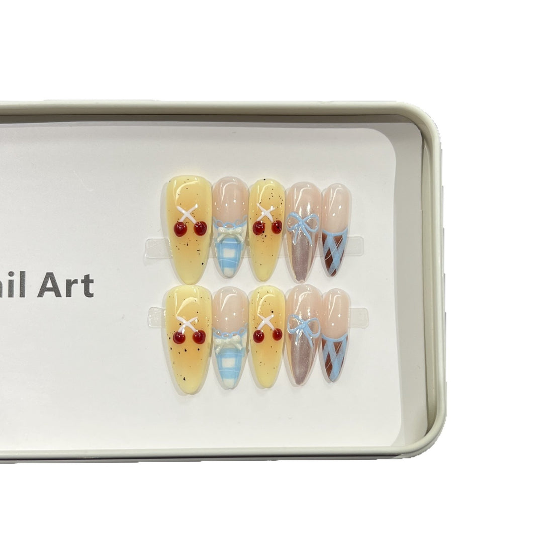 Charming Character-Inspired Press-On Nail Art Set Bowlift