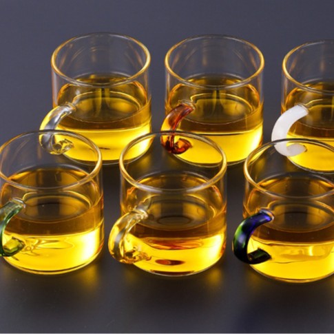 Insulated Double-Walled Glass Teacup Set with Accent Handles Bowlift