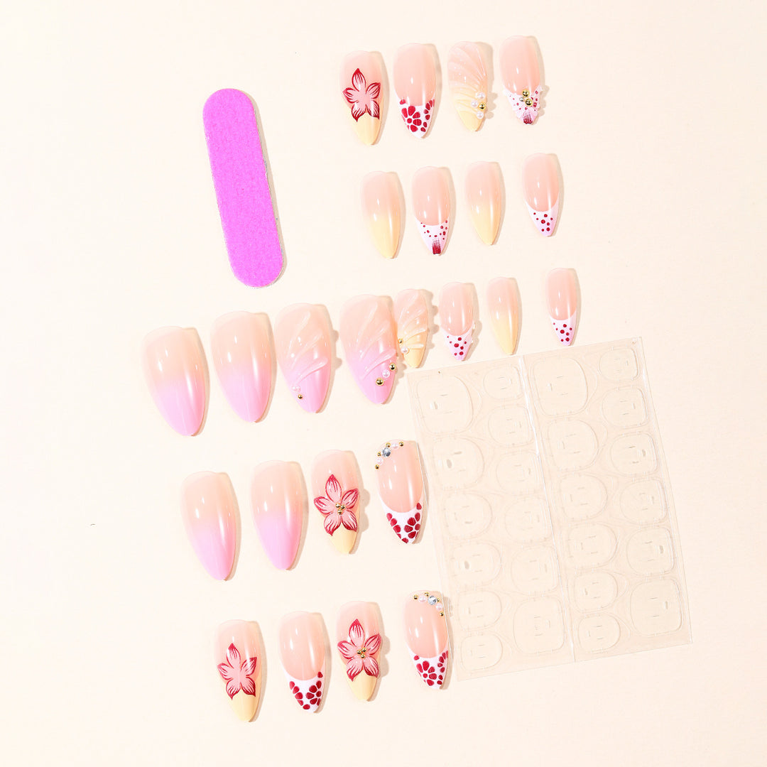 Decorative Floral Acrylic Nail Art Bowlift
