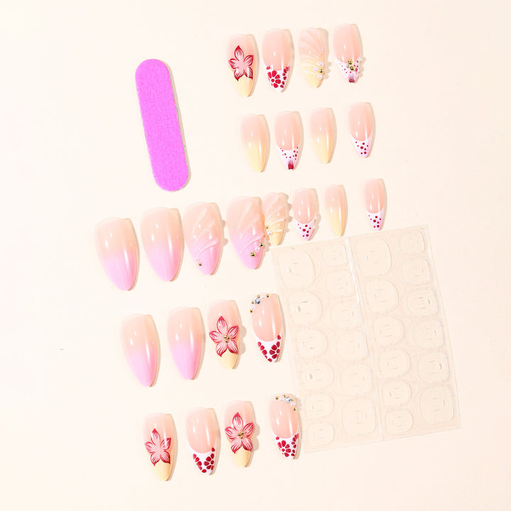 Decorative Floral Acrylic Nail Art Bowlift