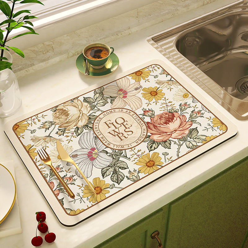 Floral Design Kitchen Mat Bowlift