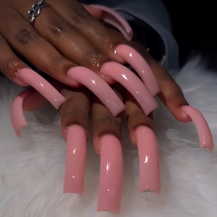 Glossy Long-Length Press-On Nail Set Bowlift