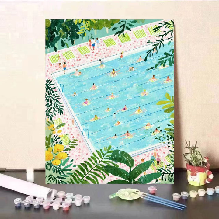 Creative Poolside Scene Paint by Numbers Kit Bowlift