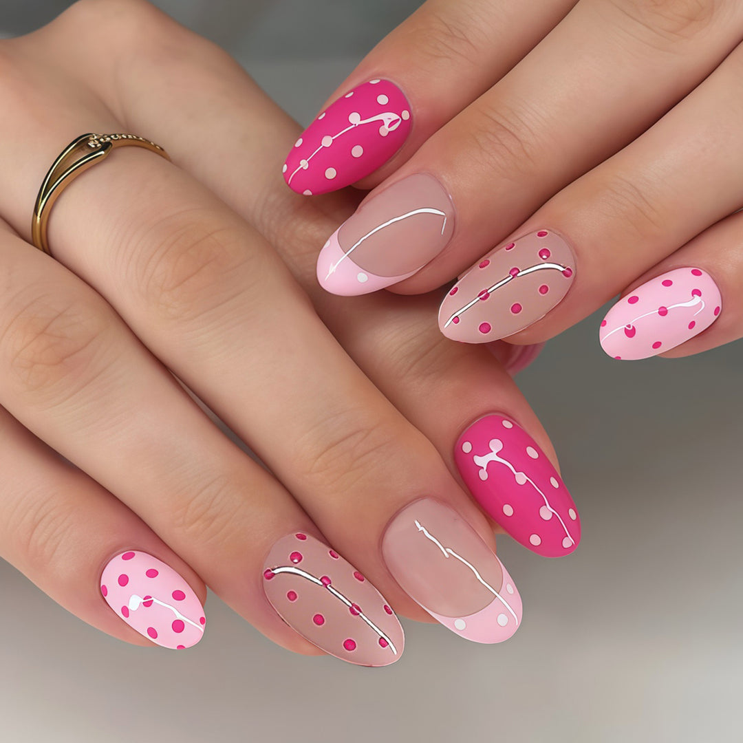 Artistic Polka Dot Press-On Nail Set Bowlift