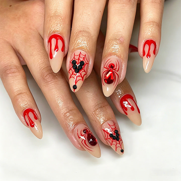 Artificial nail set with Halloween motif and intricate decorations Bowlift