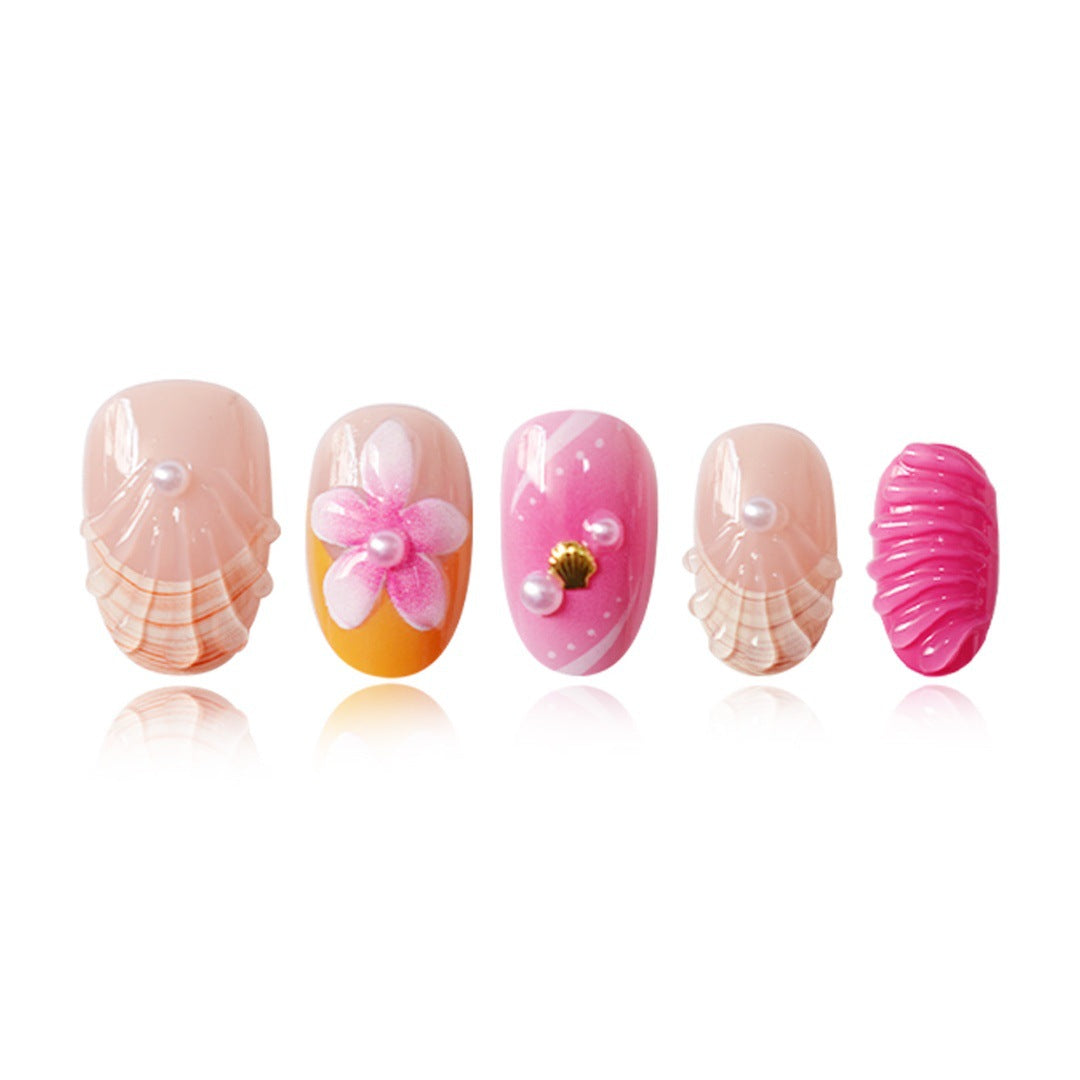 Artistic Shell-Inspired Press-On Nail Set Bowlift