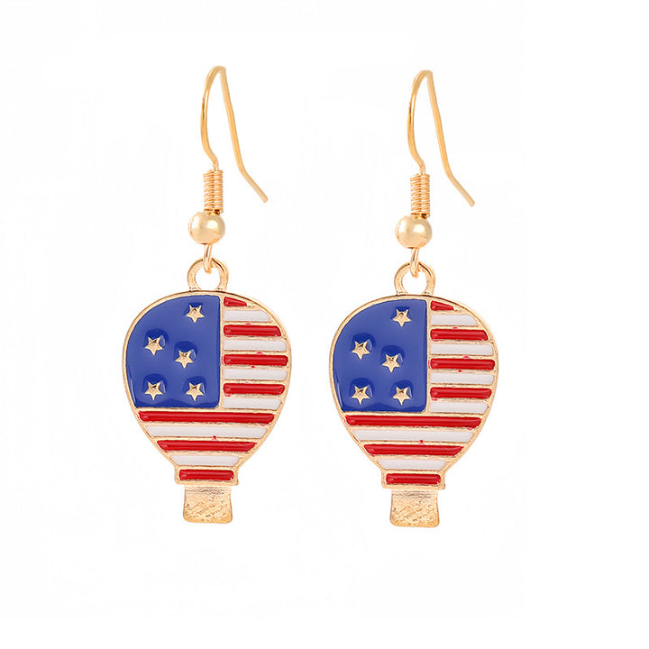 Ladies enamel earrings horseshoe with star stripe motif Bowlift