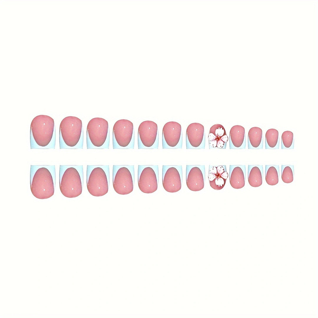 Artistic Floral Design Press-On Nails Bowlift