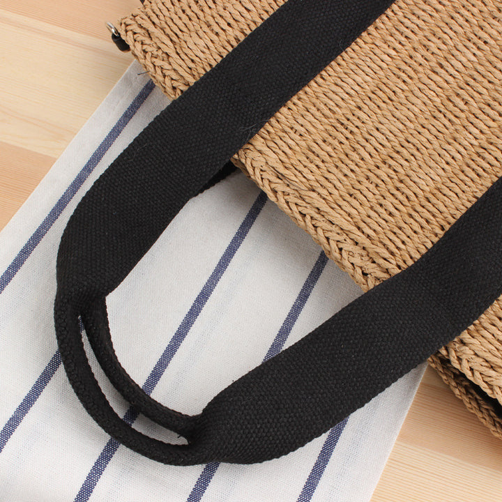 Elegant Braided Handbag with Contrasting Shoulder Straps Bowlift