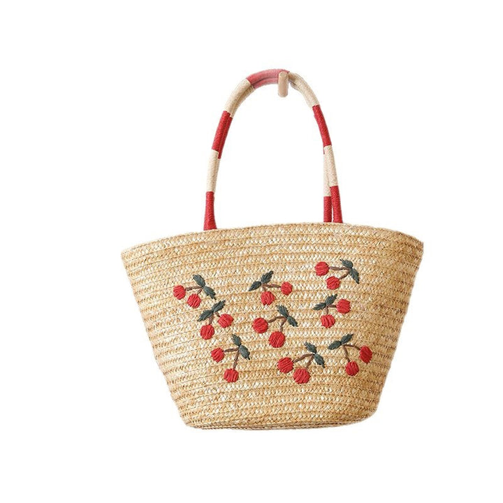 Handcrafted basket bag with vibrant floral embroidery design Bowlift