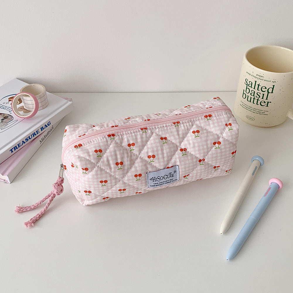 Quilted Cherry Print Pencil Case Bowlift