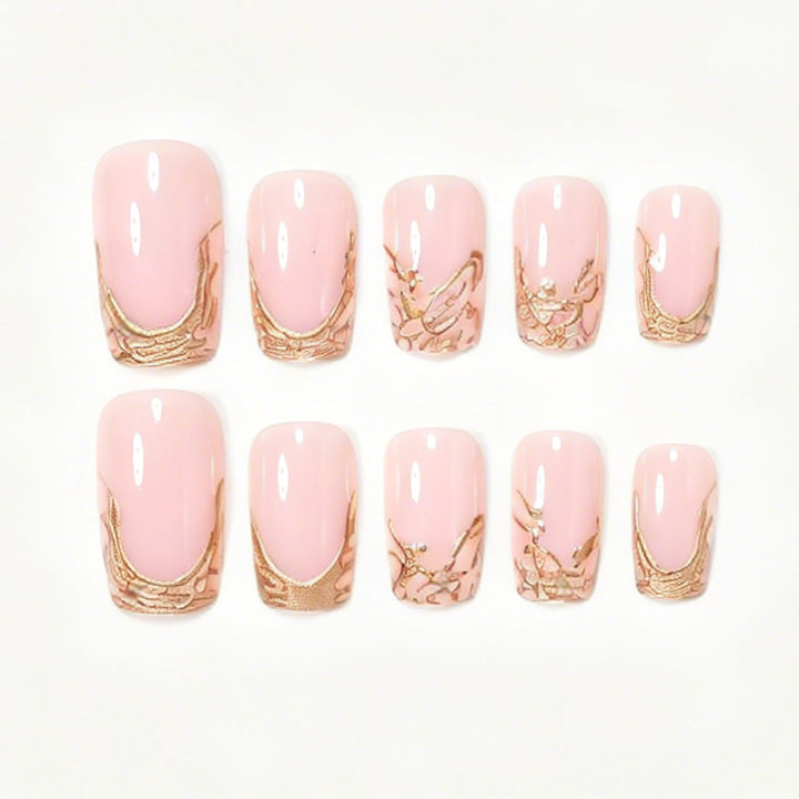 Elegant Gold Foil Acrylic Nail Art Set Bowlift