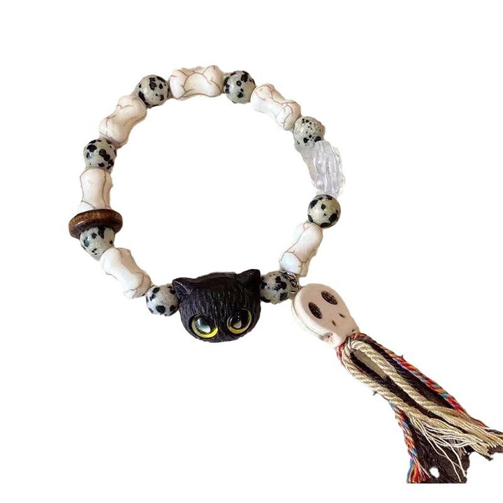 Whimsical Cat and Bone Charm Bracelet Bowlift