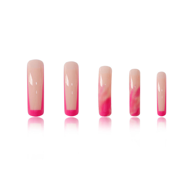 Trendy Long Marble Effect Press-On Nails Bowlift