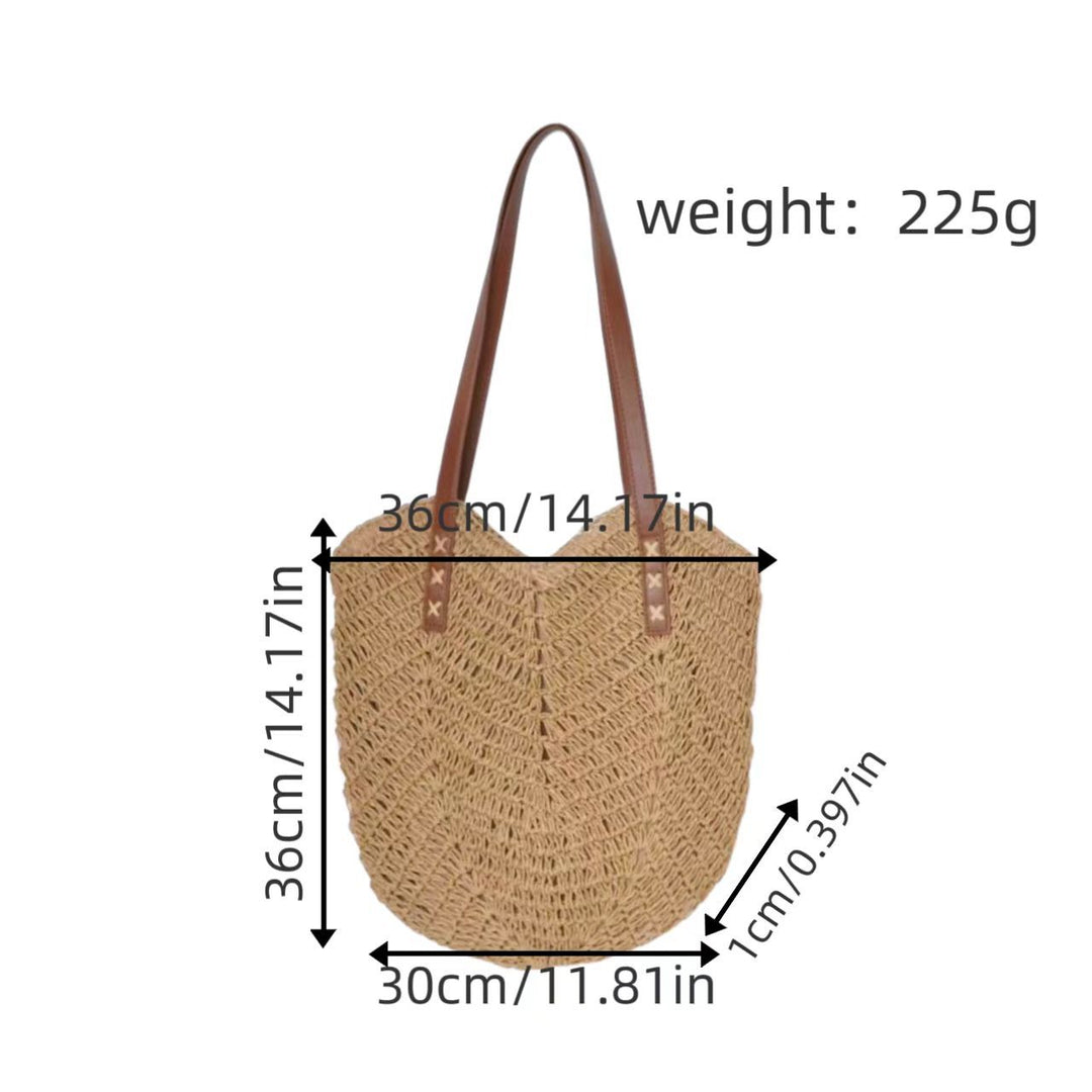 Handbag Made of Woven Natural Material with Elegant Carry Handles Bowlift