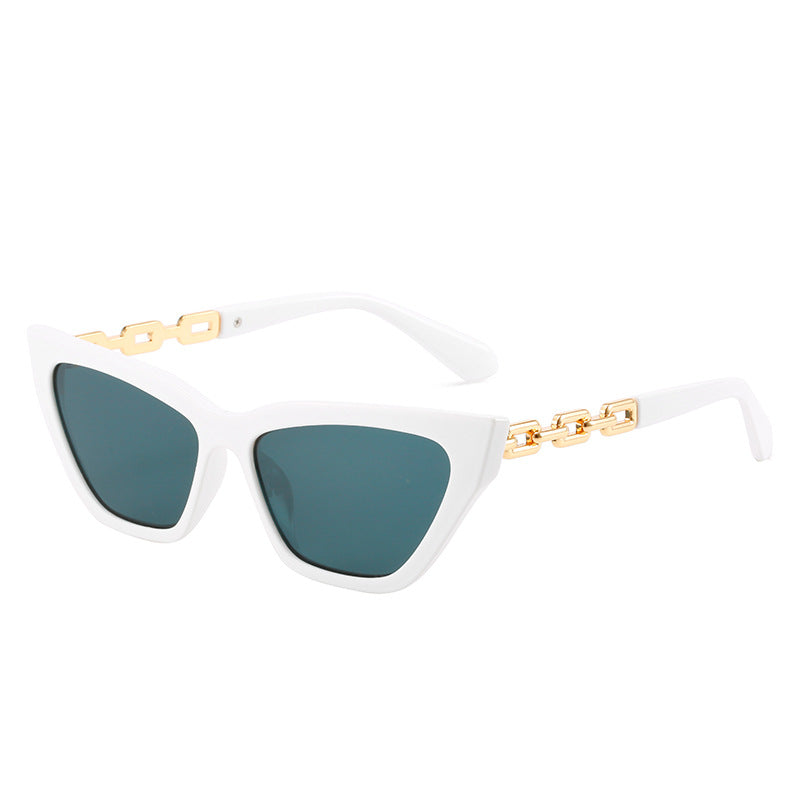 Women's Cat-Eye Sunglasses with Modern Chain Frame Bowlift