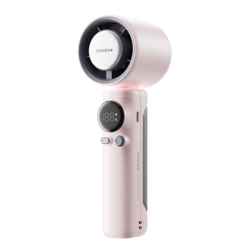 Women's Portable Smart Hand Fan with Digital Temperature Display Bowlift