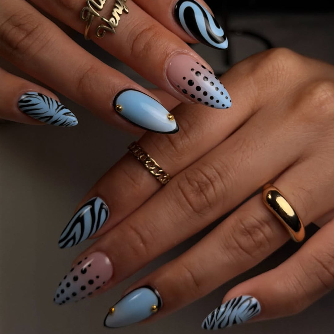 Artificial nails with modern animal design and glossy finish Bowlift