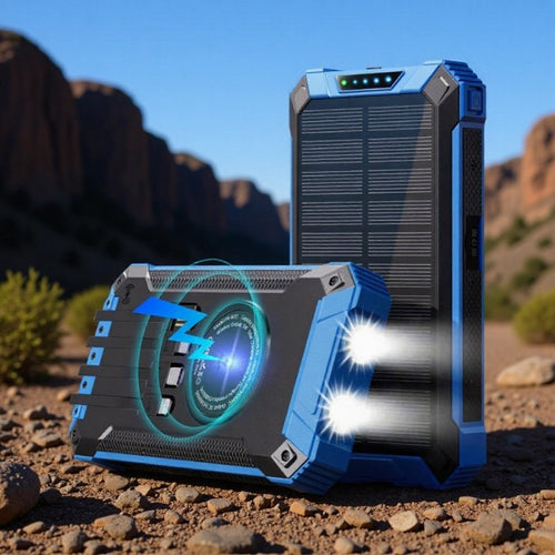 Solar-powered power bank with LED light Bowlift