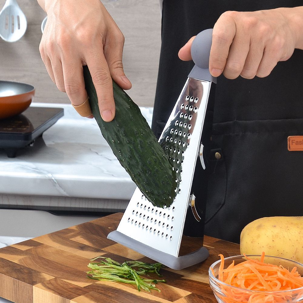 Versatile stainless steel grater with ergonomic handle Bowlift