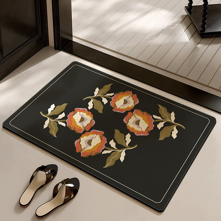 Stylish Floral-Themed Bathroom Mat