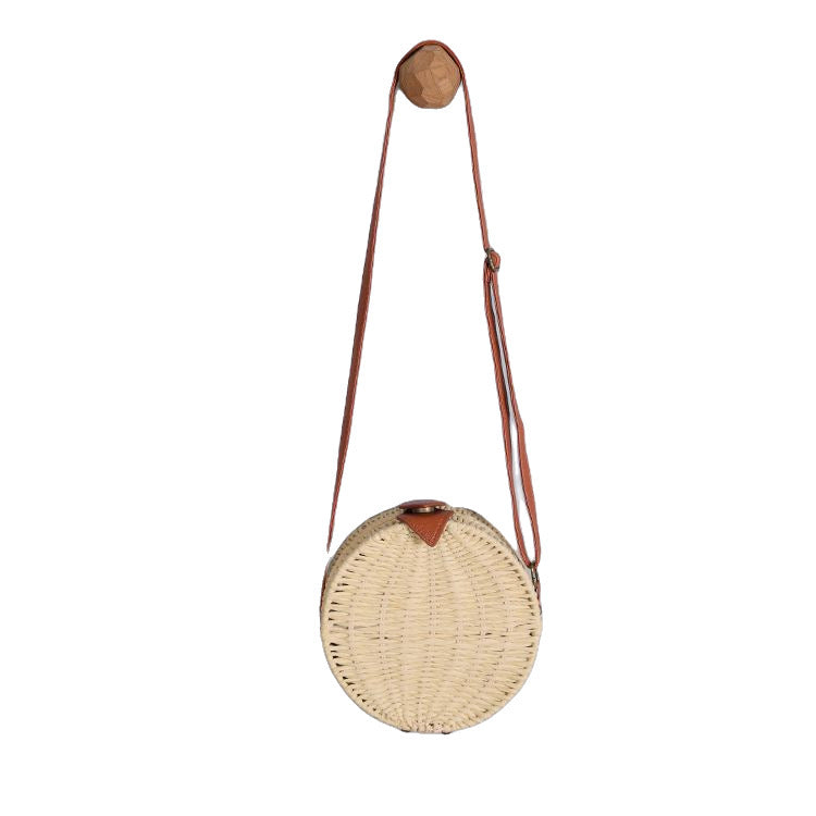 Round basket bag with leather accents Bowlift