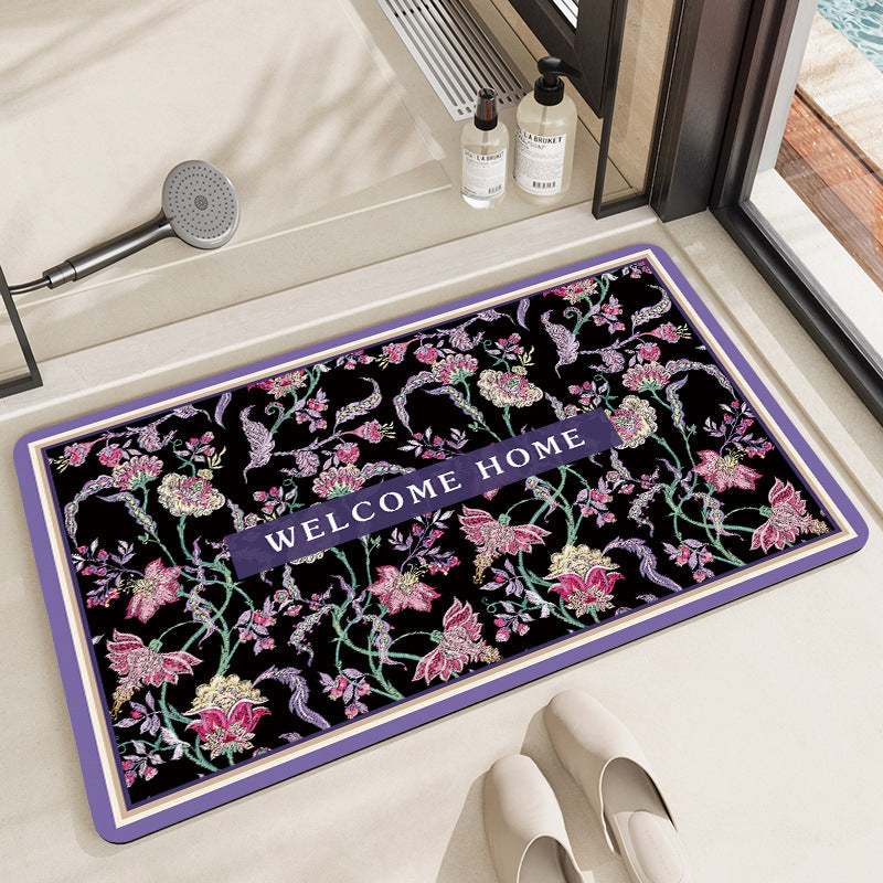 Vintage Floral Pattern Bath Mat Bowlift