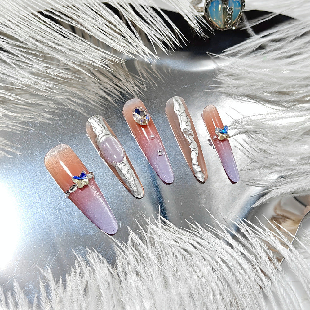 Elegant Nail Art with Rhinestone Accents Bowlift