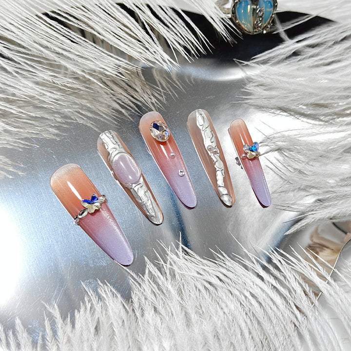 Elegant Nail Art with Rhinestone Accents Bowlift