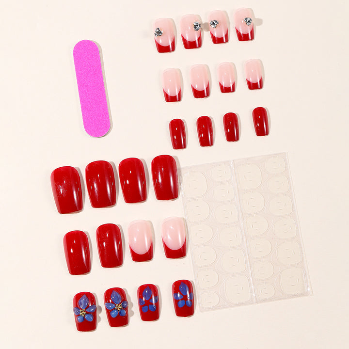 Elegant Floral Accent Gel Nail Art Extensions Bowlift