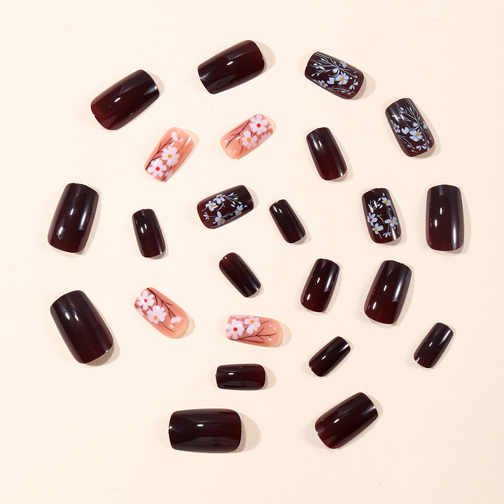 Floral Accent Acrylic Nail Art Extensions Bowlift 1789713261