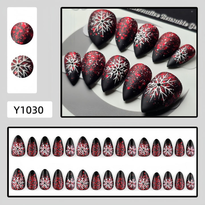 Artificial nails with snowflake design Bowlift