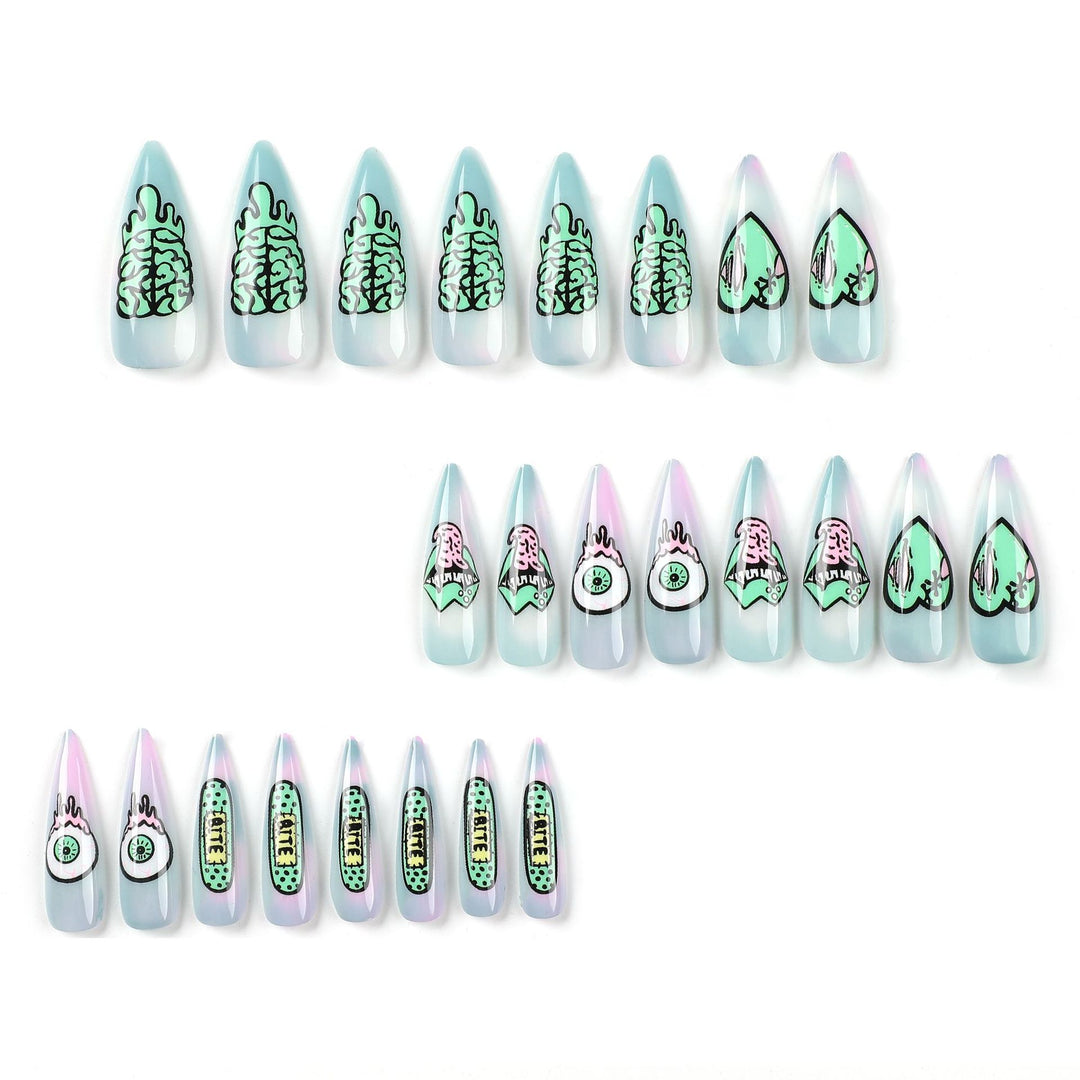 Artistic stiletto nails with creative designs and intricate detailing Bowlift