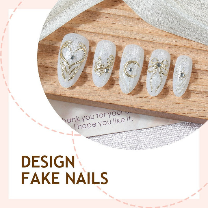 Acrylic nail set with elegant embellishments and glitter accents Bowlift