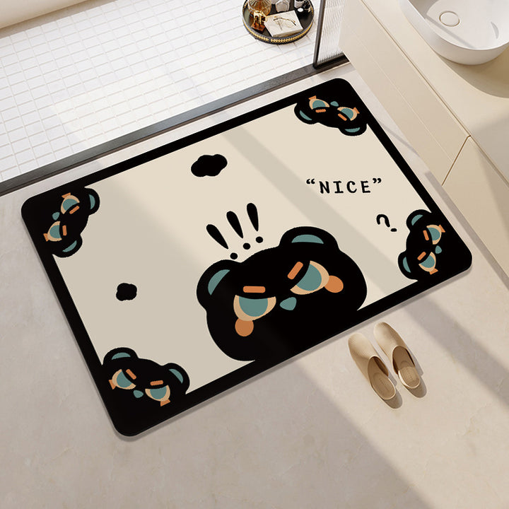 Cartoon Cat-Themed Bath Rug Bowlift