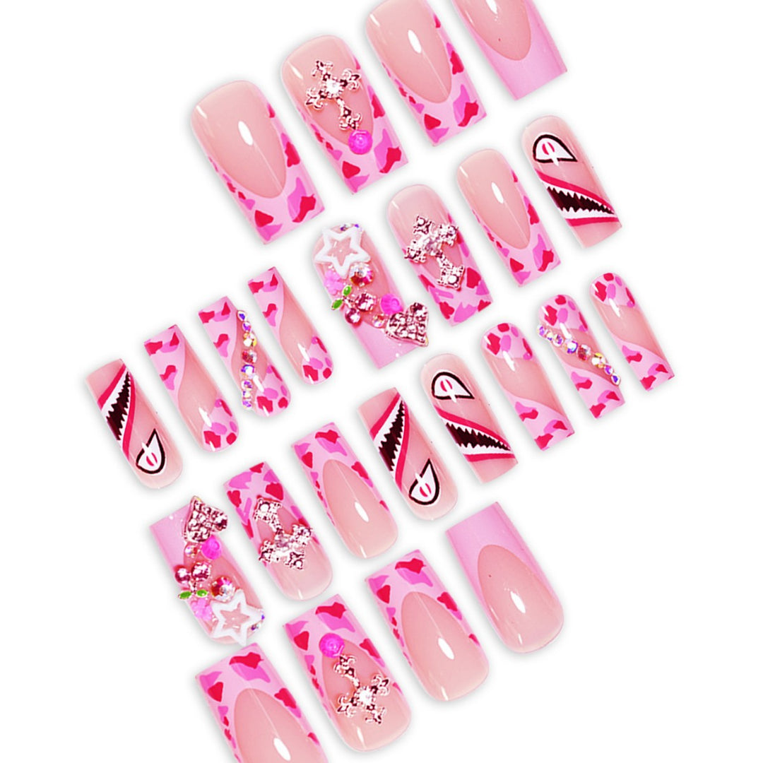 Artistic Decorative Press-On Nails with 3D Embellishments Bowlift