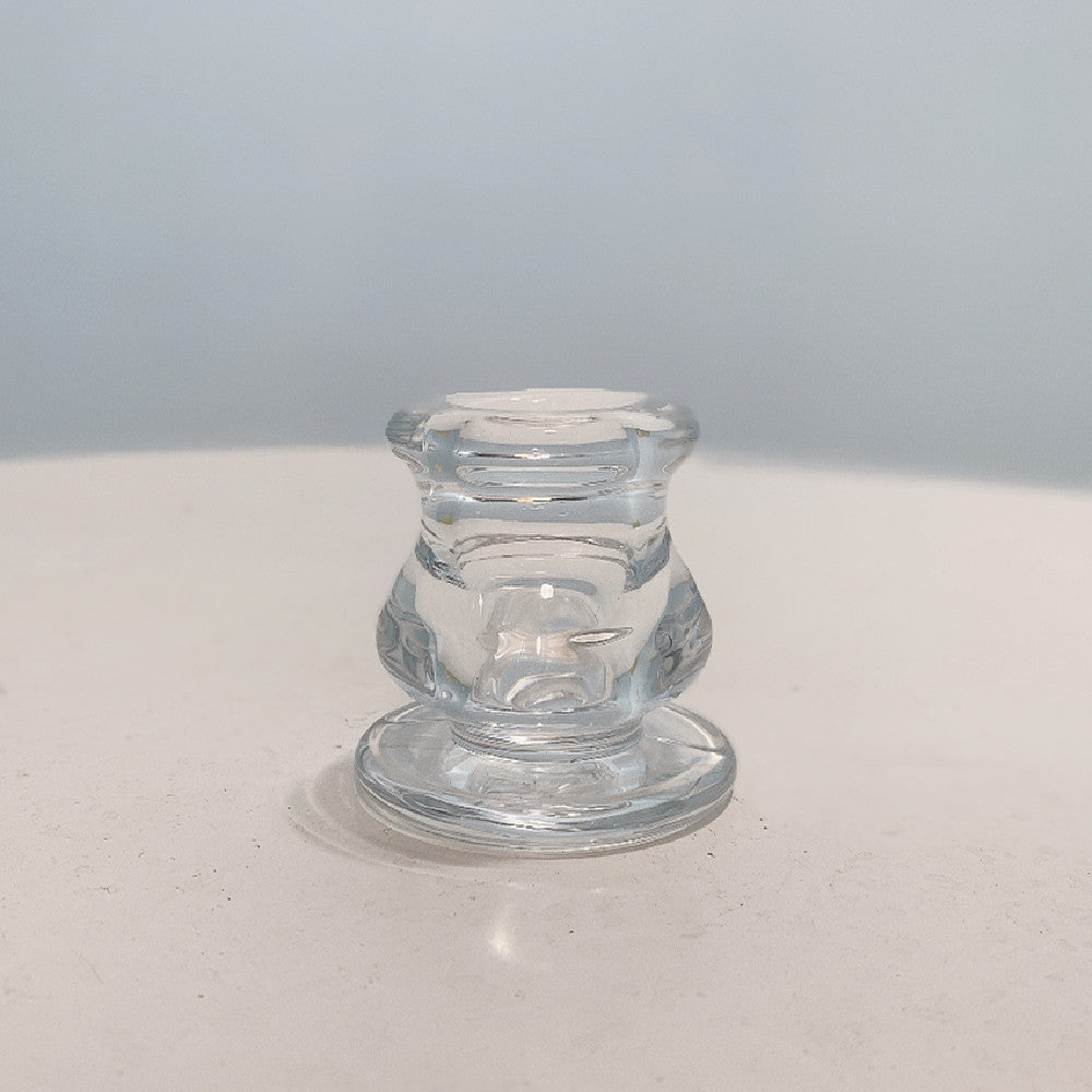 Handblown Smoky Glass Taper and Short Pillar Candle Holder Bowlift
