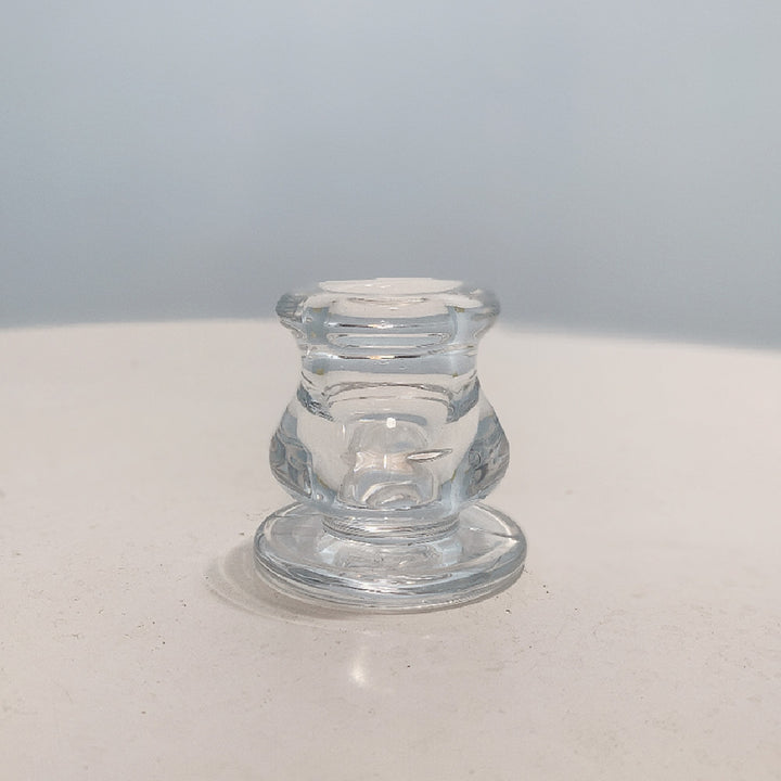 Handblown Smoky Glass Taper and Short Pillar Candle Holder Bowlift