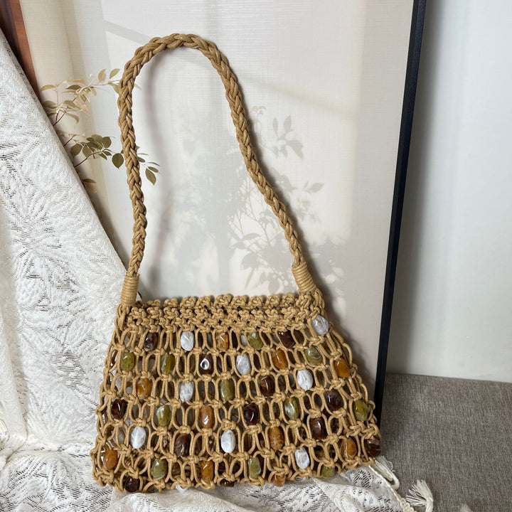 Hand-knotted net bag with decorative beads Bowlift