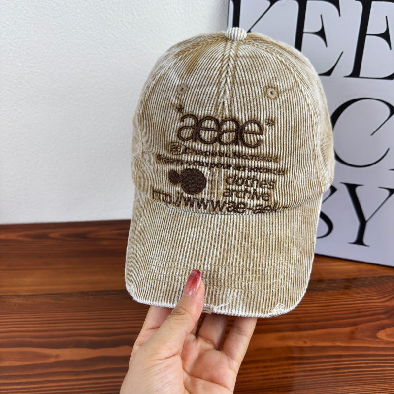 Women's Distressed Corduroy Baseball Cap Bowlift