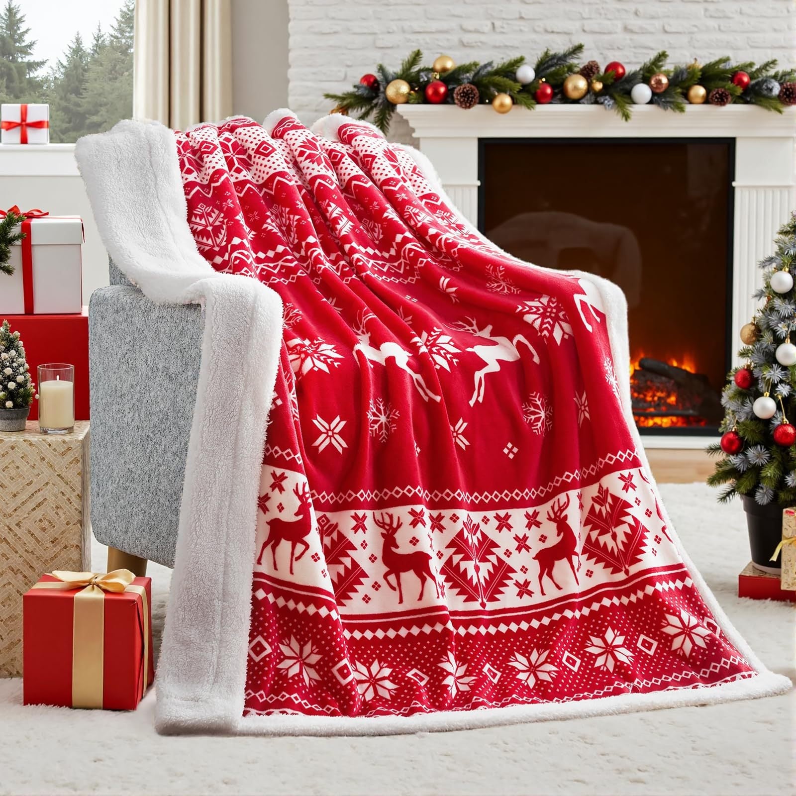BowLift | Christmas Blanket Soft Flannel Christmas Plush Holiday Blanket