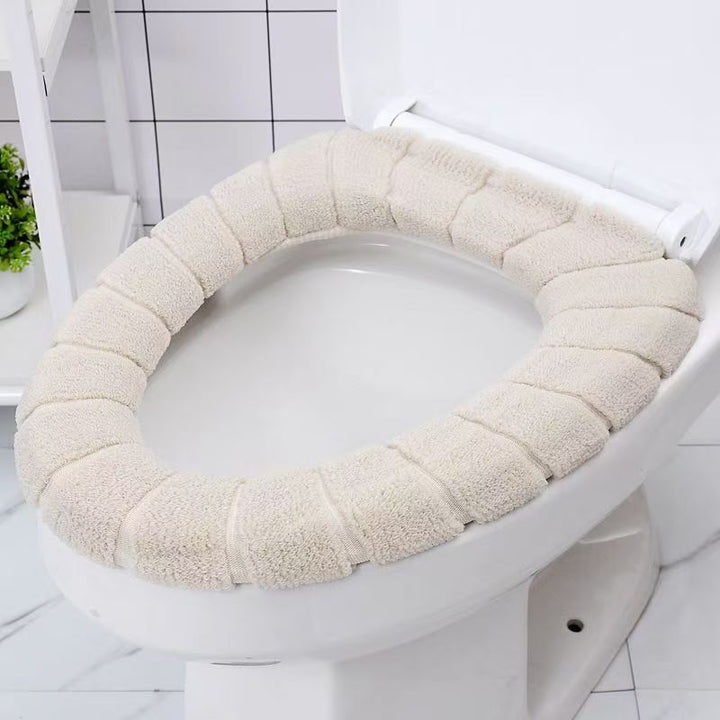 Plush Terry Microfiber Cushioned Toilet Seat Cover with Elastic Fit Bowlift